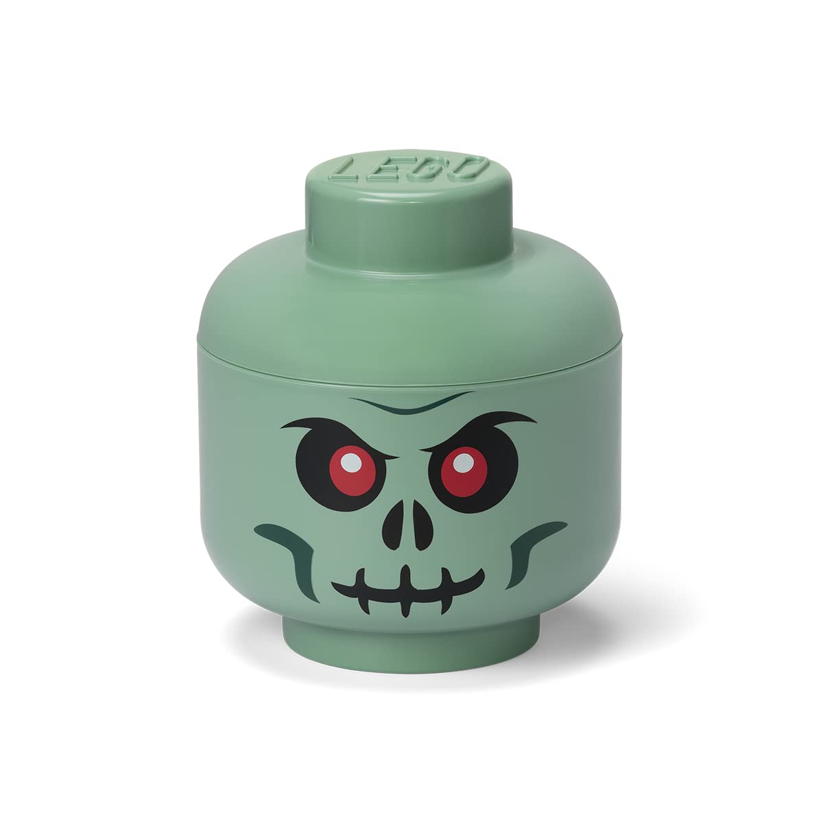 LEGO Iconic Storage Head Small, Stackable Storage Box, 2,0 L, Sand Green, Green Skeleton