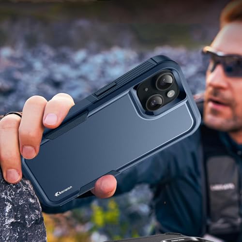 Image of KARWAN Shockproof Back Case Cover Compatible with iPhone 15, Heavy Duty Case with 360 Degree Camera Protection, Dual Layer Rugged Bumper Protection Cover with Matte Finish (Blue)