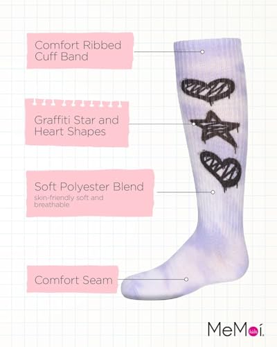 MeMoi Girls' Tie Dye Graffiti Shapes Knee High Socks3