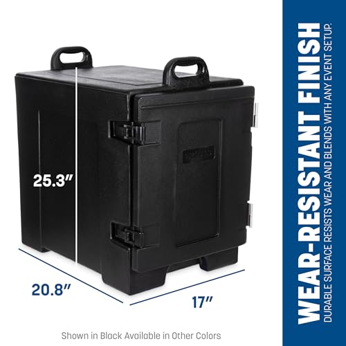 Carlisle FoodService Products Insulated Food Pan Carrier and Warmer, Front-Loading with Handles, Holds 5 Full or 10 Half 2.5" Pans (Sold Separately) with Rugged PE Shell and PU Insulation, Black