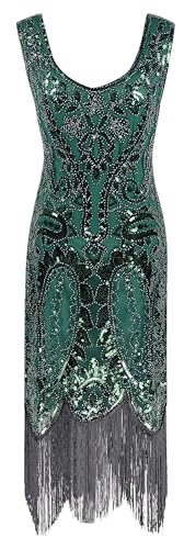 Image of Peacock-inspired 1920s Gatsby Beaded Flapper Sling Dress Womens Vintage Cocktail Dress W /Complete Accessories Set