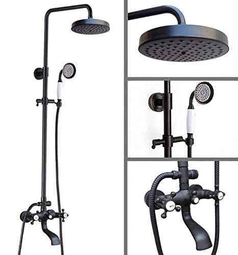 Robinet de douche de pluie en laiton huilé noir rétro chic pour baignoire Mhg108