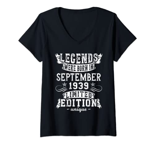 Mujer Cumpleaños Septiembre 1939 Edición Limitada Regalo Vintage Camiseta Cuello V