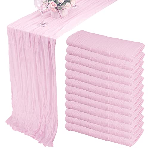 35x120 Inch Pink Cheesecloth Table Runner Boho Wedding Birthday Party Decor
