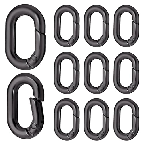 Giantree 10 piezas de mosquetones ovalados pequeños de metal con resorte, para llaveros, viajes, pesca, camping, senderismo, hamacas y mochilas (negro)