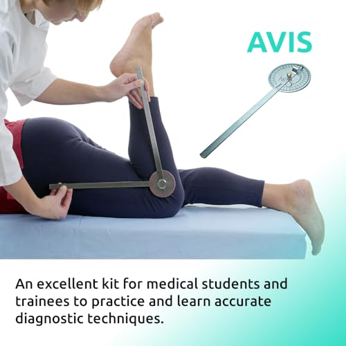 Image of AVIS Medical Tool Kit With Set Of 3 Goniometer, Knee Hammer, ⁠256Hz Tuning Fork, Measuring Tape and Torniquet Belt | Medical Kit | Physiotherapy Kit (7 Items in one Medical Set)