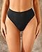 Zmart Women High Waist Thong Bikini Bottoms High Cut Swimsuit Bathing Suit Cheeky Brazilian Swimwear Bottom Black XL