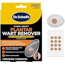Dr. Scholls Clear Away Plantar Wart Remover Hydrogel Bandages for Feet - Clinically Proven Effective Wart Removal and Cushioning Pain Relief, Comfortable Multi-Day Coverage Patches