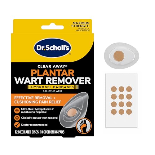 Dr. Scholls Clear Away Plantar Wart Remover Hydrogel Bandages for Feet - Clinically Proven Effective Wart Removal and Cushioning Pain Relief Comfortable Multi-Day Coverage Patches