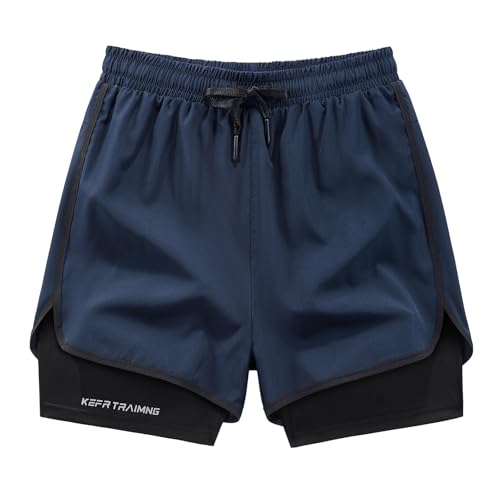 Men's 2 In1 Gym Shorts,5 inch Quick Dry Men Running Shorts, Athletic Workout Shorts with Liner and Towel Loop