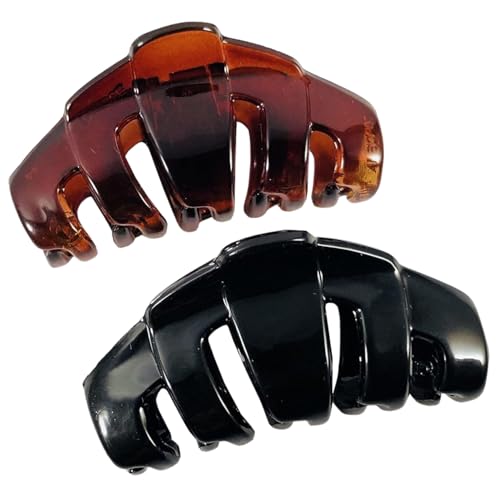Pinza para el cabello Parcelona French Tubular pequeña cobertura con resorte patrón carey y negra para cabello fino miniatura 1