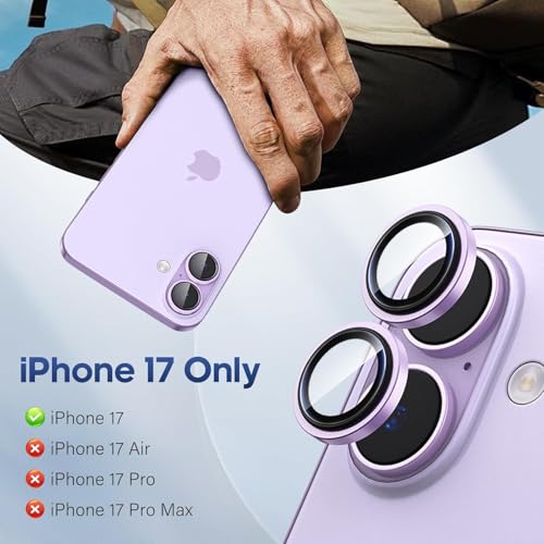 Image of for iPhone 17 Camera Lens Protector Original Individual Lens Screen Protector | 9H Hardness, Scratch-Resistant, Case Friendly (Purple)