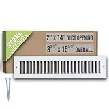 Fits 2x14 Duct Opening | Toe Kick Vent Cover by Handua | Cabinet Toe Kick Space Register Grille | HVAC Toe Space Vent Cover | Outer Dimensions: 3 3/8' X 15 3/8' | Off White