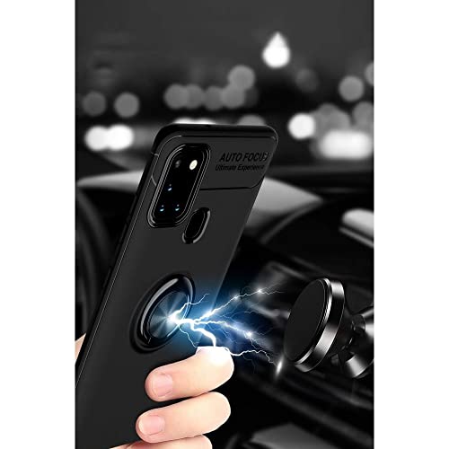 Nevarium Dtech Samsung Galaxy A21S Uyumlu Kılıf Yüzüklü Silikon Range Siyah-Mavi