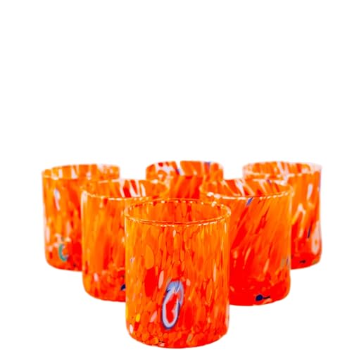 MurArt Bicchieri di Murano Set da 6 bicchieri da 300ml Collezione Tower in vetro soffiato a mano in lavorazione artigianale Made in Italy