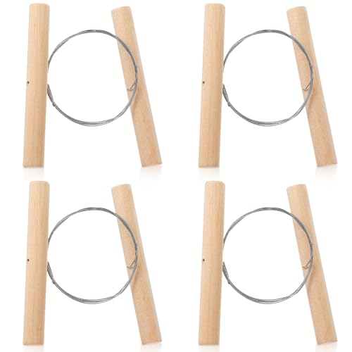 4 Pcs Clay Cutters Pottery Wire Tools Wire Cheese Cutter Clay Tools Pottery Trimming Tool Clays Accessories for Ceramics Tool Earthenware Clays Sculpting Plasticine Dough Mud Line (Wood Color)