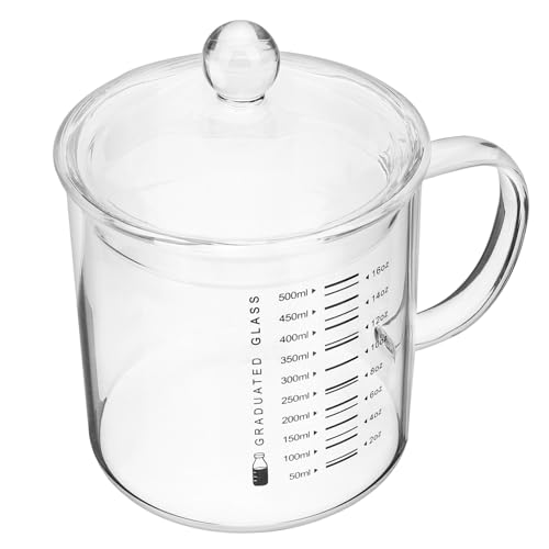 TOBBOMEY 透明ガラス製飲料マグカップ 目盛り付きミルクカップ 持ちやすい耐熱ハンドル付き 朝食やコーヒー用多用途ドリンクカップ