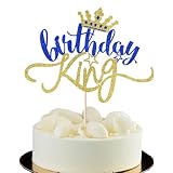 YQLXDHBD Birthday King Cake Topper,Boy Prince Cake Decorations,Glitter Cake Topper,Gender Reveal Party Decorations