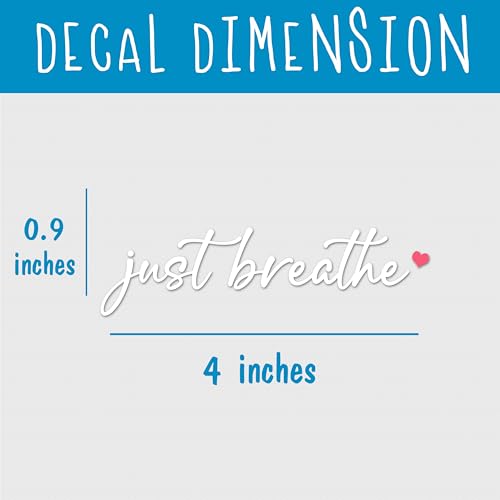 Image of Set 3Pcs Just Breath Rearview Mirror Decal Red Heart, Inspiration Sticker Christian, Bible, Catholic, Water Bottle Laptop Sticker Vinyl Waterproof 4x0.9 Inch Car Decals for Mom Dad Friend