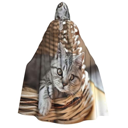 Cape à capuche adulte imprimé chat costume sorcière EdWal cosplay Halloween