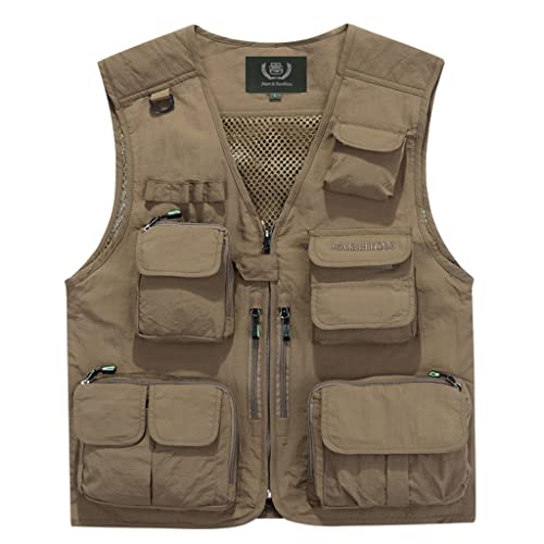 Gilet de pêche et photographie homme kaki veste sans manches pour voyage