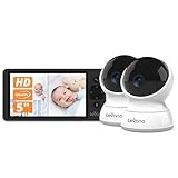 Levana Ella Video Baby Monitor, 5'' 720P Screen, 2 PTZ Cameras, 4 Days Battery Life, 3800mAh Battery, Night Vision, Two-Way Talk, No WiFi, 1000ft. Long Range Baby Monitor