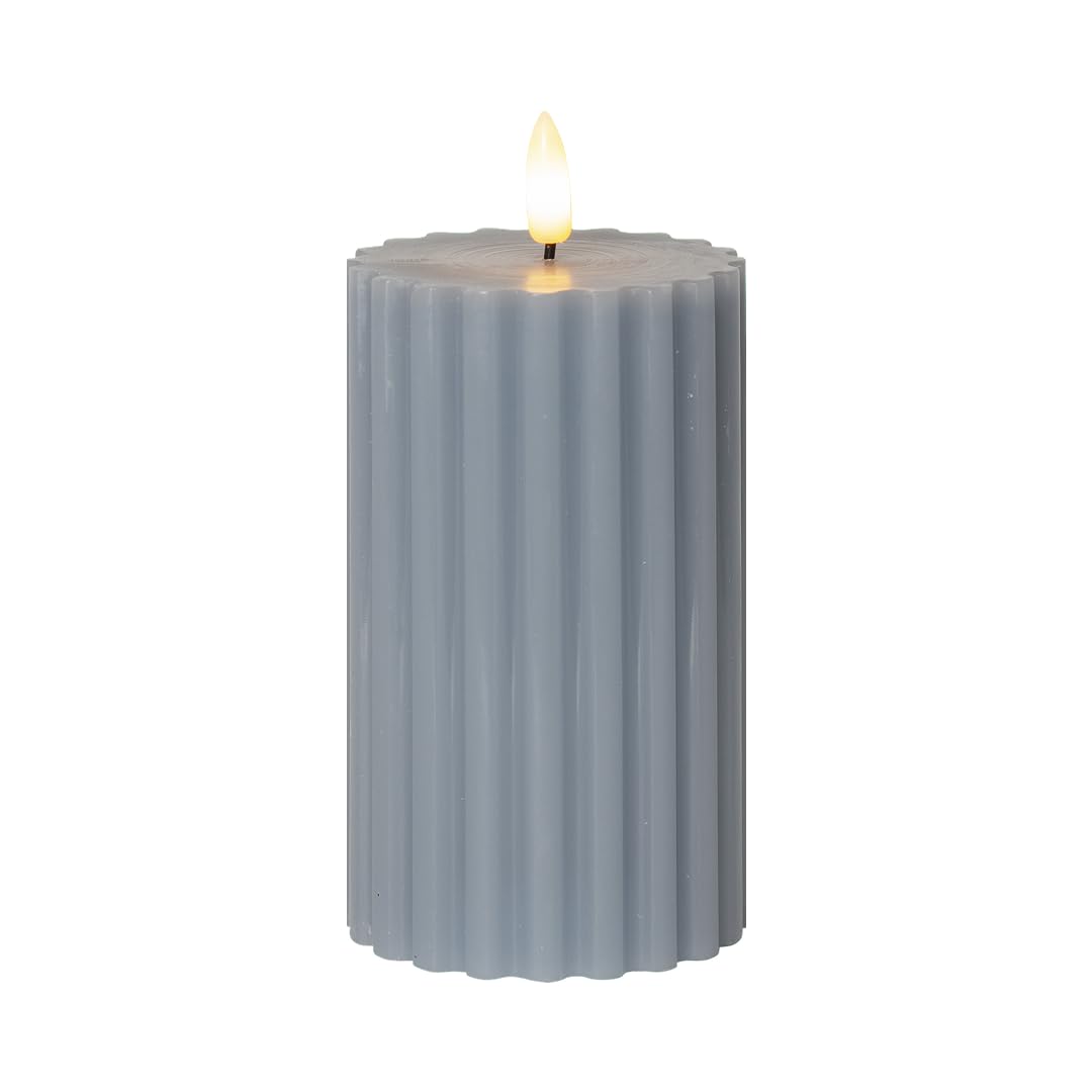 Bougie LED Flamme Stripe - Effet Cire Avec Minuterie 6h - Décoration Ambiance Chaude - 7.5x15cm