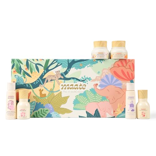 Image of Maate Baby Skincare Wellness Box | 6 Skincare and Haircare Newborn Baby Kit | Baby Gift Set for Newborn | Newborn Baby Care Kit | Baby Shower Gift | Gentle on Sensitive Skin