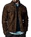 Premium Vintage Trucker Suede Leather Jacket Men Genuine Lambskin Men Leather Jackets Shirt Collar Jackets For Mens (US, Alpha, X-Large, Regular, Regular, Dark Brown Suede Leather)