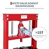20 Ton Hydraulic Shop Press, H-Frame, 4-Hold Adjustable Height, with Movable Plates and Dust Cover, for Garage or Professional Users, Red