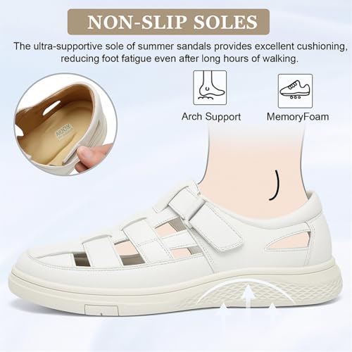 Moodeng Men's Sandals Causal Leather Sandals Outdoor Sport Sandals Lightweight Arch Support Walking Loafers3
