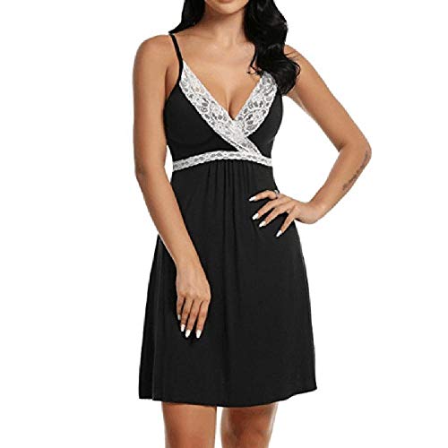 NOBRAND Sous-vêtements tendance et intéressants pour femme en dentelle avec porte-jarretelles - Noir - L