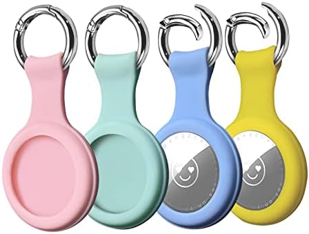 AirTag Case Airtag Keyring Protective Case for AirTags Key Finder Air Tag Holder with Anti-Lost Keychain BHIDENAW 4 Pack Silicone Air Tag Cover for Pet Tracker Apple Airtags 2021 Dog Collar Locator