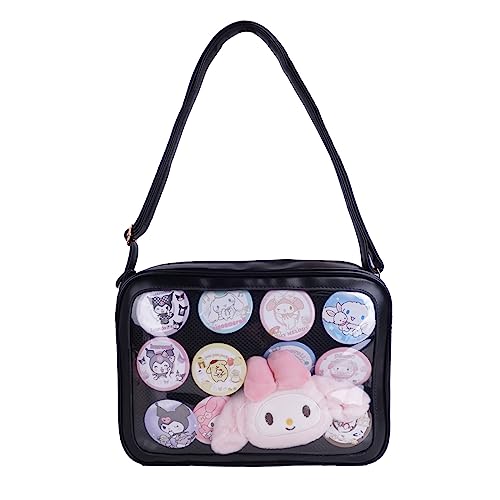 CoolChange Ita bag - Bolso bandolera japonés con ventana transparente | Itabag | 22 x 30 cm, Color: negro.