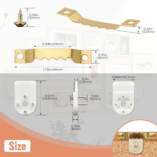 Image of Primst 30 Pack Picture Hangers Kit with Screws, Sawtooth Hangers and Invisible Nail Hangers Set for Hanging Canvas Photos Frame Clock Paintings Artwork