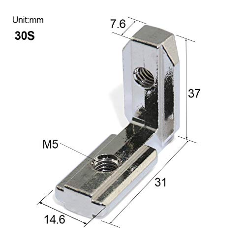Boeray 10Pcs 3030 L-Shape Interior Inside Corner Joint Bracket For Aluminum Extrusion Profile 30X30 Series T Slot 8Mm With Screws Pack #TOP1