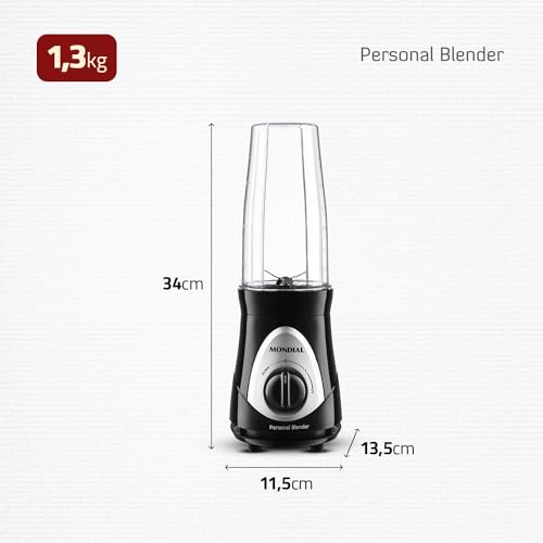 Personal Blender, Mondial, Preto/Prata, 300W, 110V - DG-01