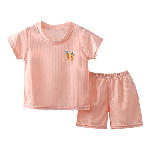 Children's Ice Silk Short Sleeve Set Cartoon Pattern Outfit Clothes Suit Boys And Girls 𝐏ajamas Girls Shirt