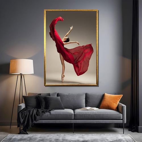 Tableau sur toile danseuse classique robe rouge émotion murale