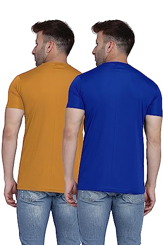 Image of TQH Men Dri Fit Polyester Half Sleeve Round Neck Multicolor t Shirts - Combo Set of 2