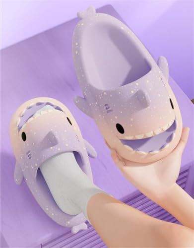 Spotted Starlight Shark Slides,Starry Sky Cloud Anti-Slip Quick Drying Shark Slippers2