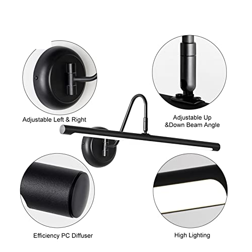 Apliques LED negros para cuadros y pared interior moderna de 55cm a 100cm 5