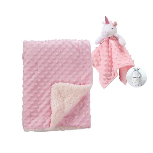 Image of CREVENT Soft Cozy Baby Blankets for Boys Girls + Security Blanket, Set with A Gift Bag Newborn Essentials (Pink)