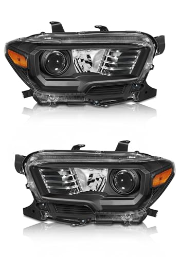 AXLAHA for 2016-2022 Toyota Tacoma Headlights Black Housing Pair