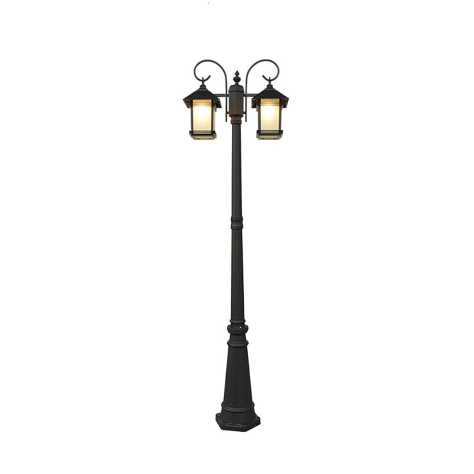 QUSYZD Solar Post Lights Outdoor Lamp Post Light, Lamp Post Lights Outdoor,2-Light Black Finish Landscape Lamp Anti-Rust Aluminum High Pole Light Ip56 Waterproof Pillar Light,Height 200cm