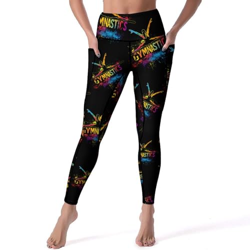 Gymnastics Gymnast High Waisted Leggings for Women Slim Tummy Control Yoga Pants Butt Lift Gym Pants L