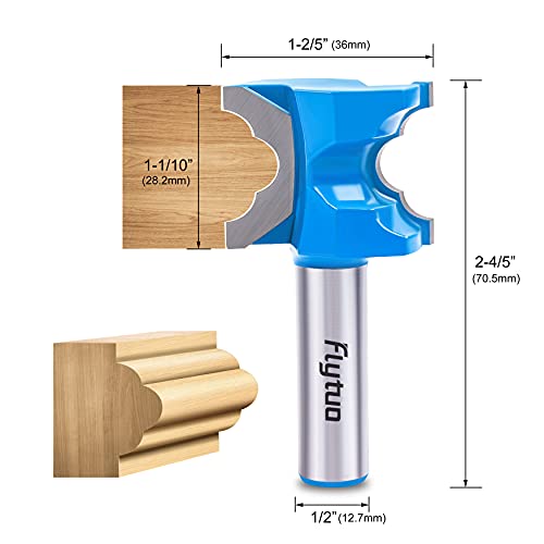 Image of 3PCS Architectural Molding Router Bit Set, 1 /2 inch Shank, Corner Rounding & Edge-Forming for Woodworking Milling