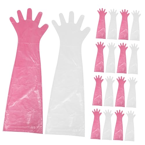 Cabilock 100Pcs Full Arm Long Sleeve for Veterinary Use Disposable Deer Gutting and Cleaning Comfortable Fit for Blood Sampling Prep and Gardening Tasks