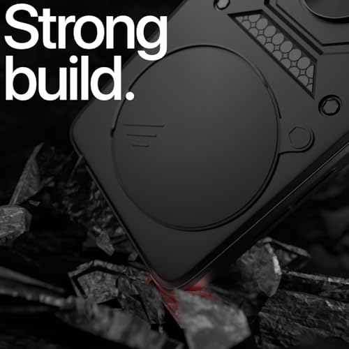 Image of Pikkme Back Cover for Oppo F27 Pro Plus 5G | 360 Protection Case | Sliding Camera Shield Cover & Ring Holder Stand D10 Tough Armor Bumper Case (Black)