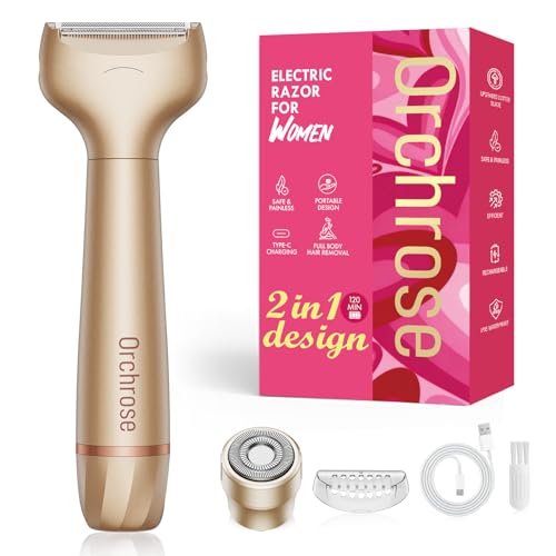 Orchrose Electric Razor for Women Body: Rechargeable Painless Electric Shaver for Bikini Face Body